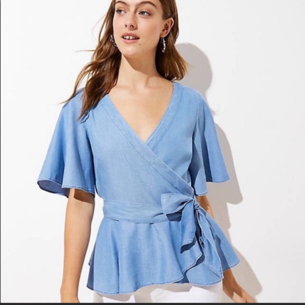 Loft denim wrap top